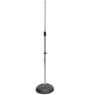 Chrome Basic Microphone Stand Black Round Base Mic Stand Standard