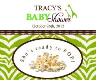 54 Individual Microwave Popcorn Labels Personalized for Baby or Bridal