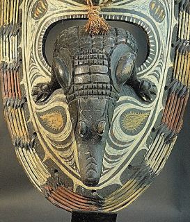Spirit Mask w Crocodile Middle Sepik River Papua New Guinea