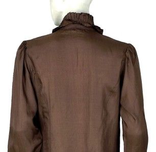 New $429 Day Birger Et Mikkelsen Ruffle Brown Silk Tunic Shirt Dress