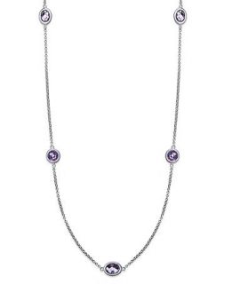 Sterling Silver Necklace, 36 Amethyst Station Necklace (12 ct. t.w
