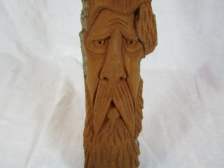  Folk Art Wood Hand Carved Faces Wall Hanging Signed Michalak