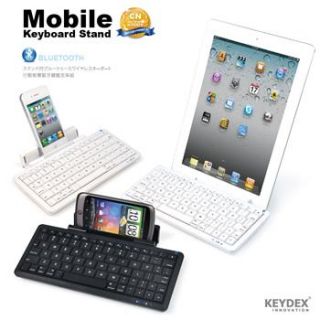 Black Wireless Bluetooth Keyboard Stand for iPad iPhone Android Tablet