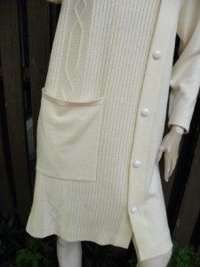 Mila Schon Gorgeous Cream Wool Vintage Sweater Dress M