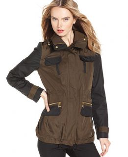 MICHAEL Michael Kors Jacket, Colorblock Hooded Anorak   Womens Coats