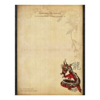 Chinese Blue Dragon Writing Paper Letterhead