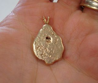 14kt Solid Gold Nugget Pendant with Small Diamond 14k