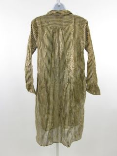 Flats Metallic Gold Stripe Long Sleeve Shirt Dress Sz L