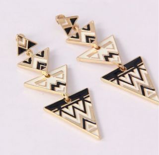 Occident Fashion Bohemian Gold Tone Enamel Geometry Stripe Triangle