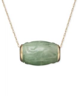14k Gold Necklace, Jade and Sapphire (1/8 ct. t.w.) Double Fish
