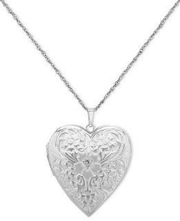 Sterling Silver Necklace, Engraved Heart Locket   FINE JEWELRY