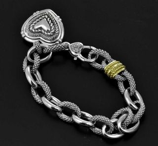 Judith Ripka 18k Gold & Sterling Silver Bracelet Diamond Heart Large