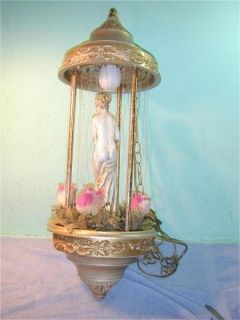 Vintage Mineral Oil Drip Rain Lamp 1970s Swag Venus Diana Goddess