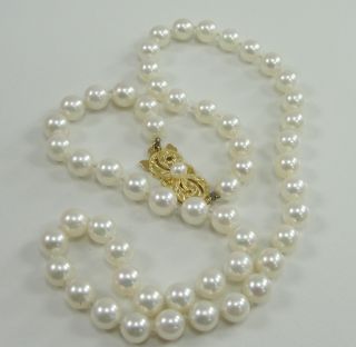 Mikimoto 6mm Pearl Necklace 16 Princess Length 18K Yellow Gold Hook