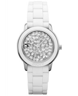 DKNY Watch, Womens White Plastic Bracelet 32mm NY8665