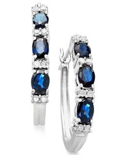 14k White Gold Earrings, Sapphire (1 1/3 ct. t.w.) and Diamond (1/8 ct