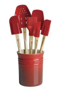Le Creuset BB20017 67 7 Piece Silicone Spatula Set with Crock, Red