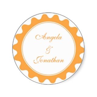  Stickers on Round Petal Orange Wedding Favor Name Tag Label Sticker