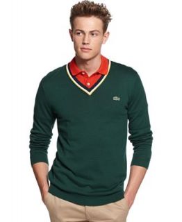 Lacoste LVE Sweater, Slim Fit Tipped V Neck Sweater