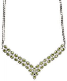 Sterling Silver Necklace, Peridot (18 ct. t.w.) and Diamond Accent Two