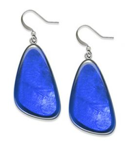 Style&co. Earrings, Silver Tone Blue Resin Shell Drop Earrings