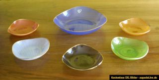 Bowls Set 6 Pieces Colorful Pastel Gold Rim 50s Mid Century