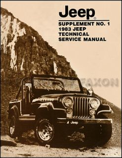 Jeep Repair Shop Manual Supplement 83 CJ7 Cherokee Wagoneer Scrambler