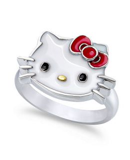 Hello Kitty Sterling Silver Ring, Enamel Face Ring   Rings   Jewelry