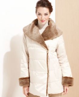 Hilary Radley Coat, Faux Shearling Belted   Womens Coats