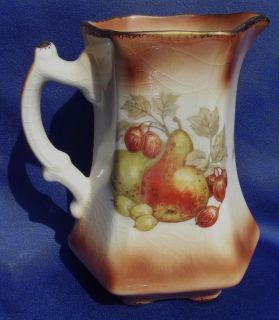 Mayfayre Pottery 6 inch jug Fruit & berry pattern Brown Vintage