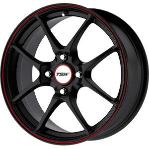 New 17X7 4 100 Trackstar 4 Lug Flat Black Red Lip Wheel/Rim