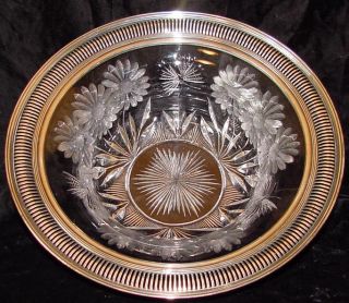 FABULOUS PAIRPOINT BUTTERFLY & DAISY PATTERN STERLING RIM BOWL **
