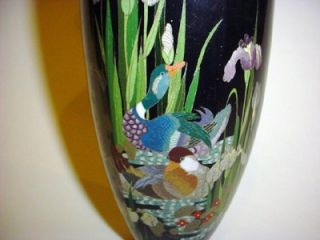 12 Japanese Cloisonne Meiji Enamel Duck GOOSE Vase N R
