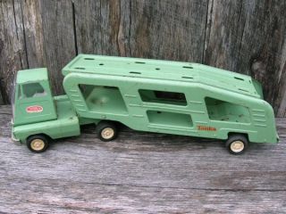 Vintage Old Tonka Toys Car Hauler Truck and Trailer with Ramps