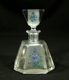 Art Deco Bohemian Crystal Glass Perfume Bottle Flowers