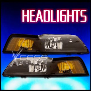 1999 2004 Ford Mustang Crystal Black Headlight w Amber