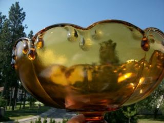Vintage Amber Garland Tear Drop Indiana Carnival Glass Compote Footed