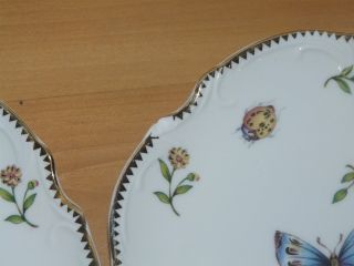 Godinger Primavera China Gold Rim Scalloped Canape Plates Set of 5