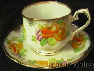Royal Albert Teacup and Saucer HPT Heavy Gilt Floral Tea Cup