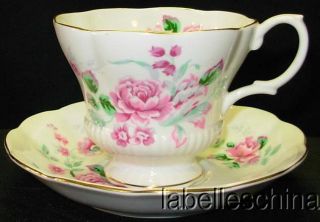 Teacup and Saucer Pretty Mauve Pink Roses FLAW on Saucer Rim