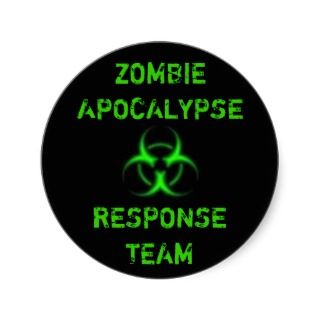 Zombie Apocalypse response team green Round Stickers