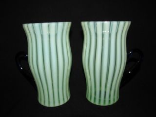 Antique Fenton Glass Rib Optic 222 Green Opalescent Lemonade, Iced Tea