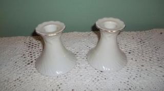 Ivory Gold Trim The Crown Classic Candle Stick Holders