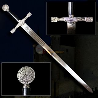 45 Medieval Excalibur King Arthur Crusader Sword with Plaque Chrome