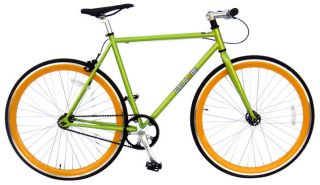 Bike Fixie Bike Road Bicycle 54cm White w Deep 43mm Orange Rims