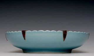 Exquisite Chinese Antique Sky Blue Glaze 18th C Monochrome Plate