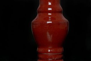 Antique Chinese Porcelain Glaze Red Monochrome Huagu Style Vase 108N