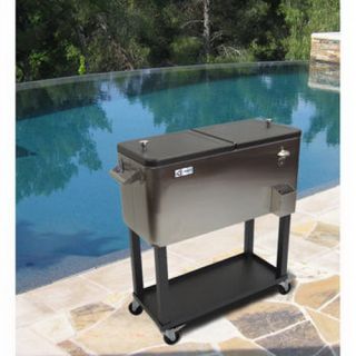 New Big Stainless Steel 80 Quart Party Cooler Rolling Catering Ice Box