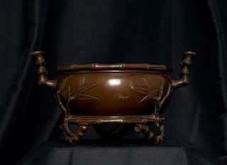 Unique Chinese Antique Ming Xuande Bronze Incense Burner Footed Censer