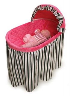 Badger Basket Embrace Bassinet Black and Pink Bedding Baby Nursery